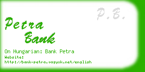 petra bank business card